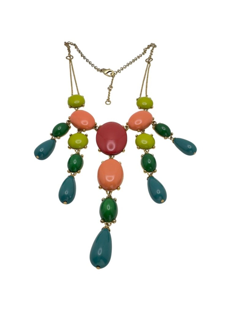 Banana Republic Colorful Statement Bib Necklace Multicolor Resin Gold-Tone Chain